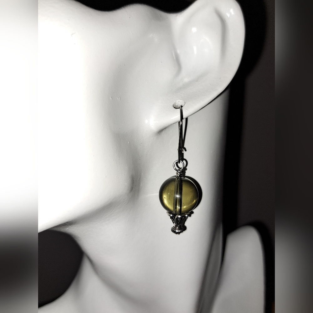 Mystical Glass Crystal Ball/ Gazing Ball Drop Earrings
